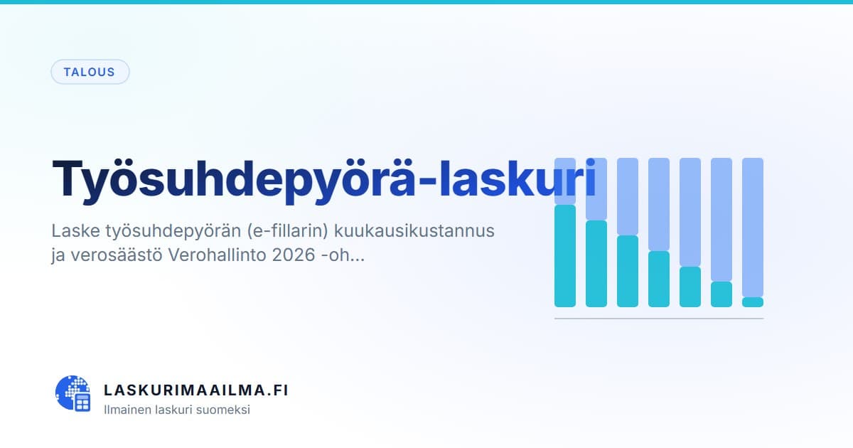 Työsuhdepyörä-laskuri – Laske työsuhdepyörän (e-fillarin) kuukausikustannus ja verosäästö Verohallinto 2026 -oh…