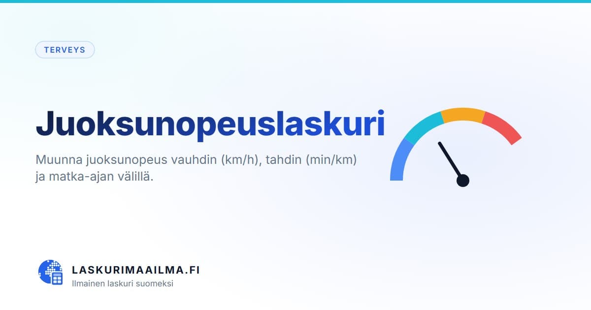 Juoksunopeuslaskuri – Muunna juoksunopeus vauhdin (km/h), tahdin (min/km) ja matka-ajan välillä