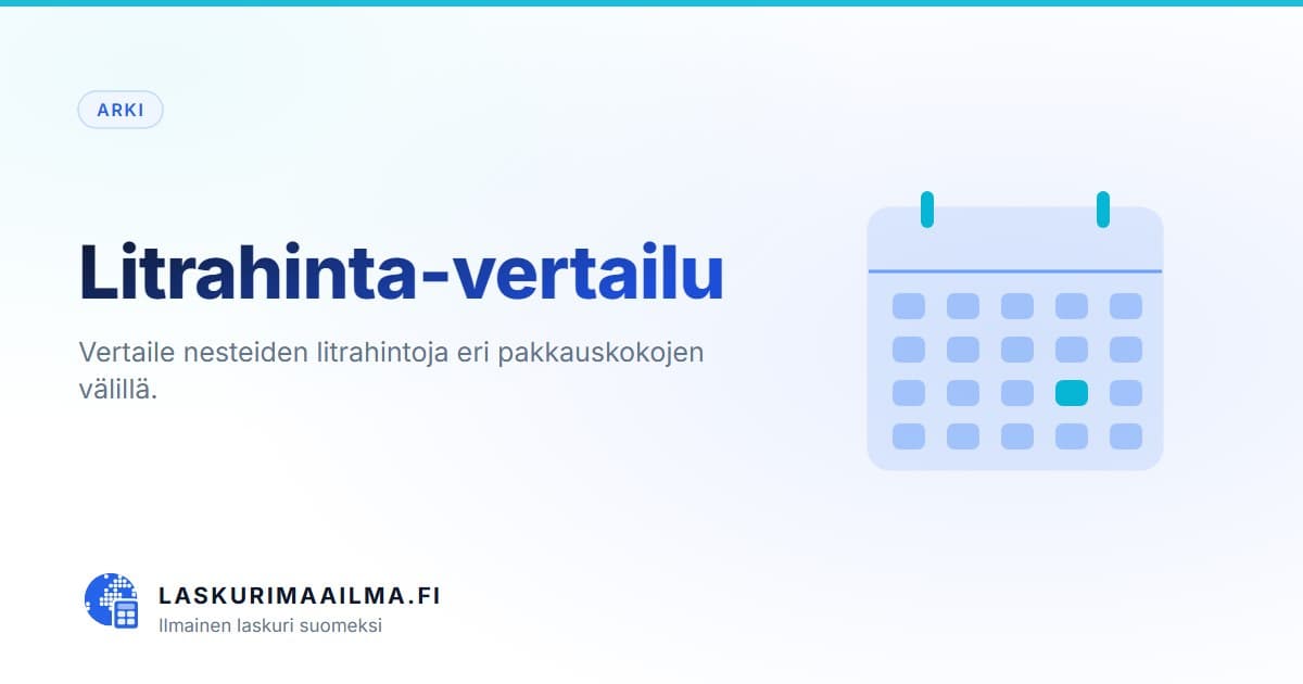 Litrahinta-vertailu – Vertaile nesteiden litrahintoja eri pakkauskokojen välillä