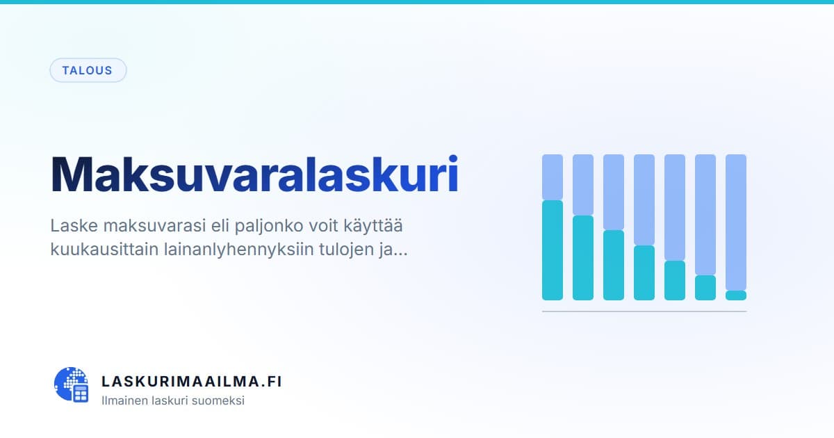 Maksuvaralaskuri – Laske maksuvarasi eli paljonko voit käyttää kuukausittain lainanlyhennyksiin tulojen ja…
