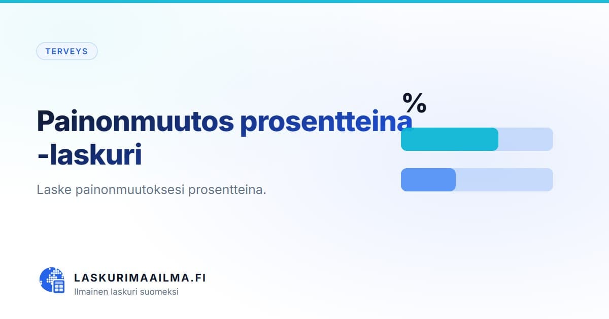 Painonmuutos prosentteina -laskuri – Laske painonmuutoksesi prosentteina