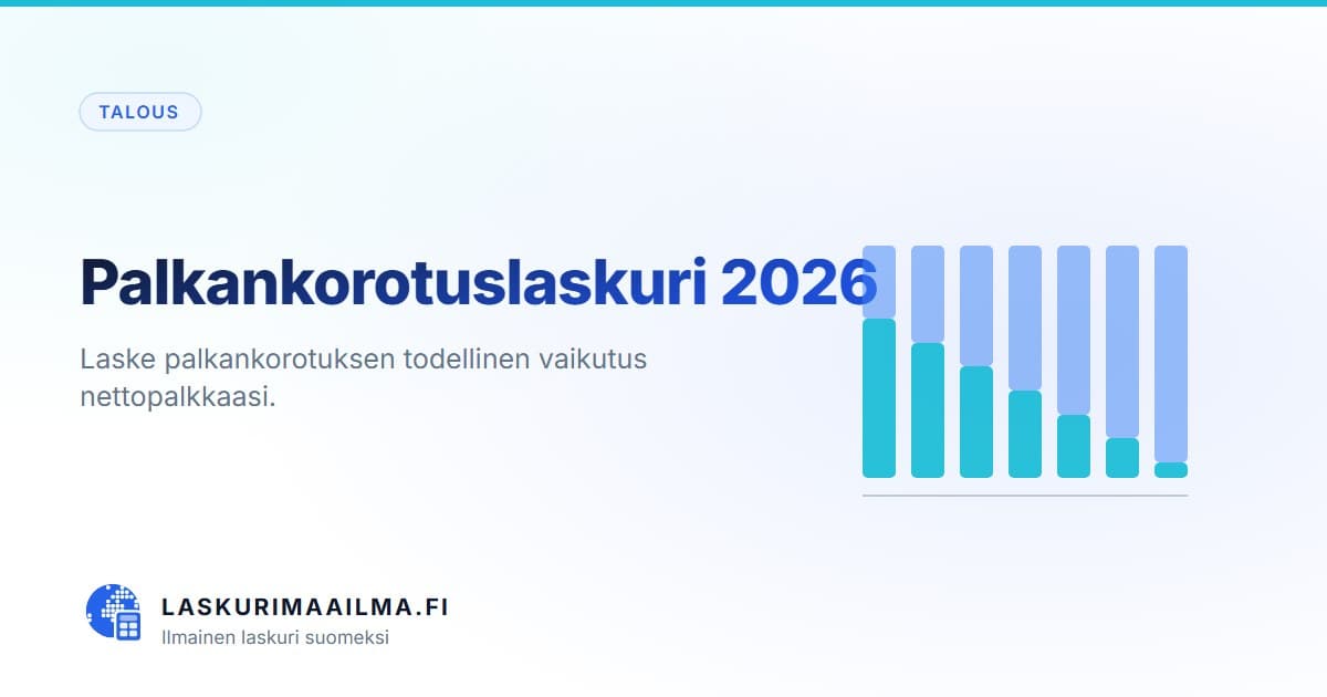 Palkankorotuslaskuri 2026 – Laske palkankorotuksen todellinen vaikutus nettopalkkaasi