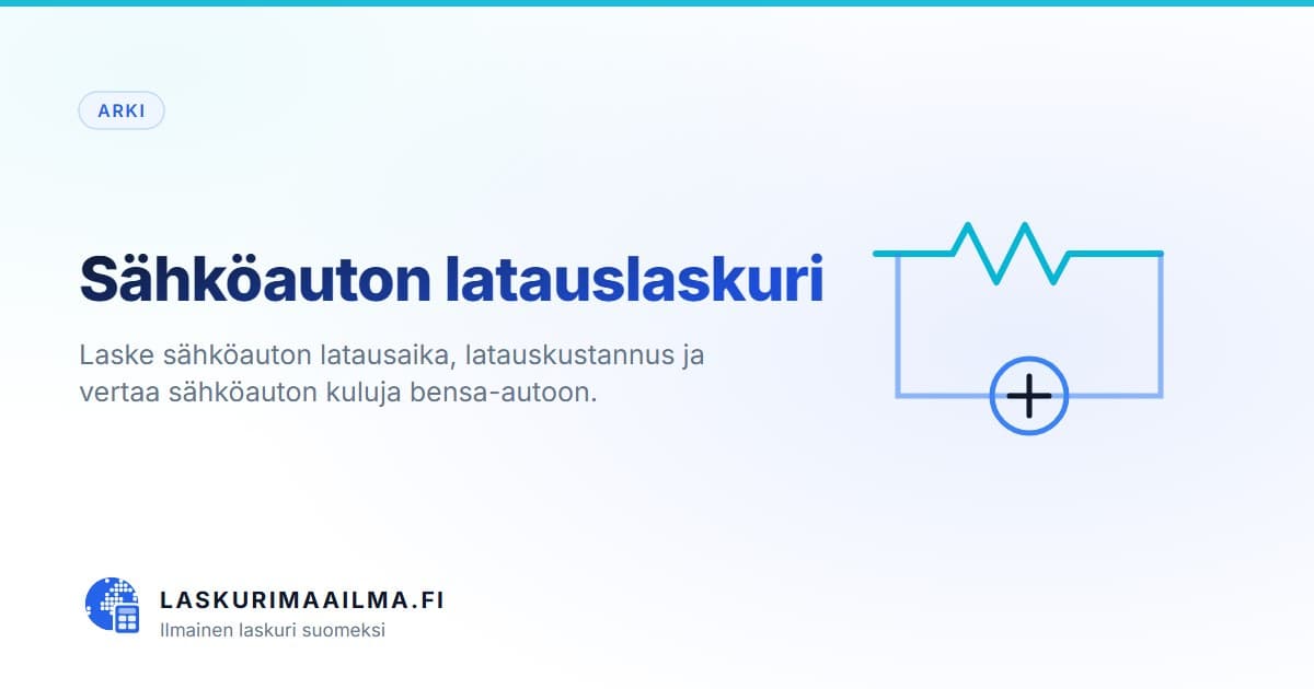 Sähköauton latauslaskuri – Laske sähköauton latausaika, latauskustannus ja vertaa sähköauton kuluja bensa-autoon