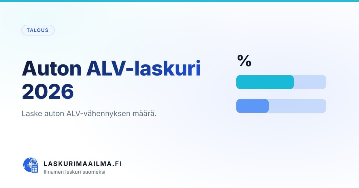 Auton ALV-laskuri 2026 – Laske auton ALV-vähennyksen määrä