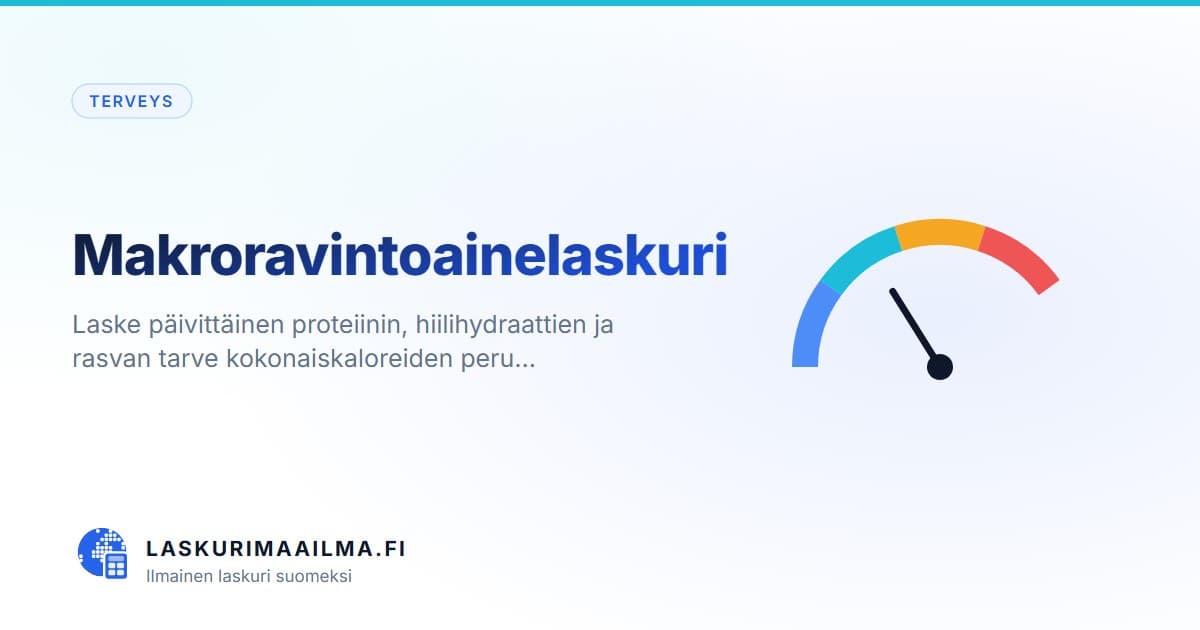 Makroravintoainelaskuri – Laske päivittäinen proteiinin, hiilihydraattien ja rasvan tarve kokonaiskaloreiden peru…