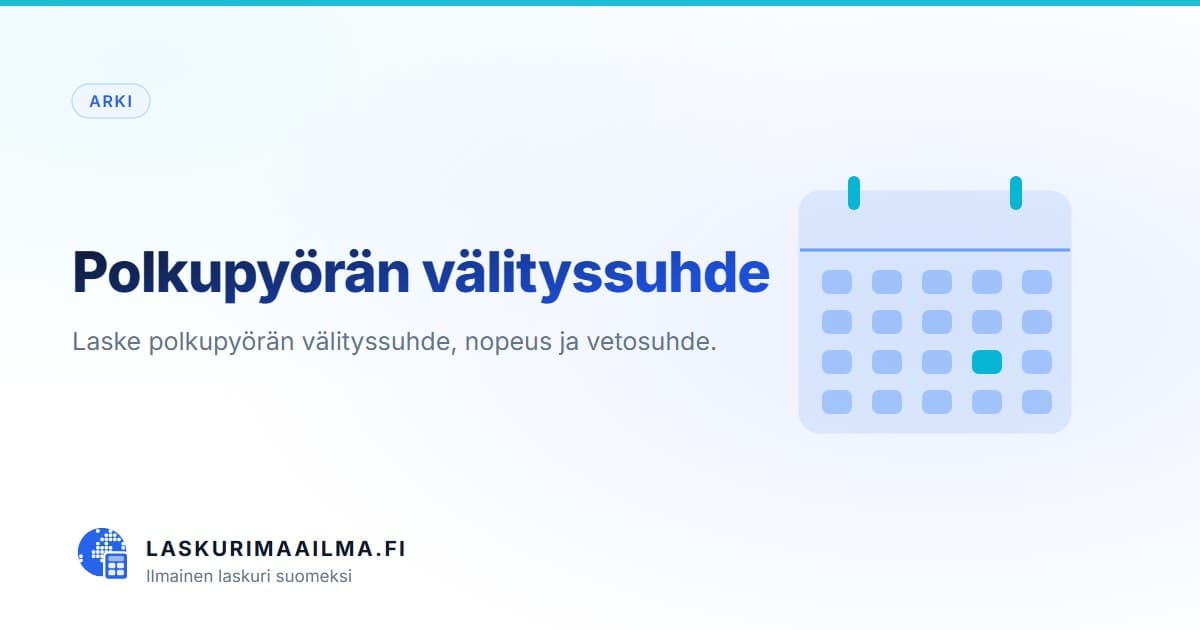 Polkupyörän välityssuhde – Laske polkupyörän välityssuhde, nopeus ja vetosuhde