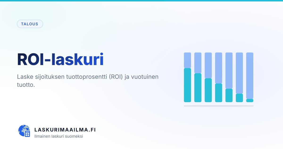 ROI-laskuri – Laske sijoituksen tuottoprosentti (ROI) ja vuotuinen tuotto
